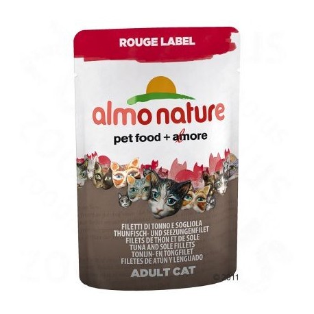 Almo Nature Rouge Label Filets in Pouches 6 x 55 g - Tonijnfilet & kreeft