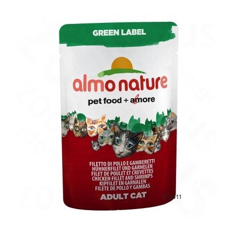 Almo Nature Green Label Filets Kattenvoer 6 x 55 g - Tonijnfilet & kipfilet met ham